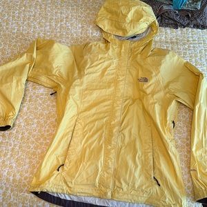 Yellow north face rain jacket - size medium